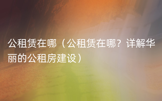 公租赁在哪（公租赁在哪？详解华丽的公租房建设）