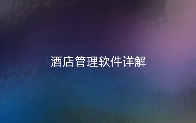酒店管理软件详解