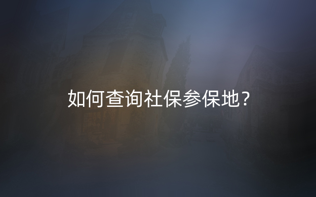 如何查询社保参保地？