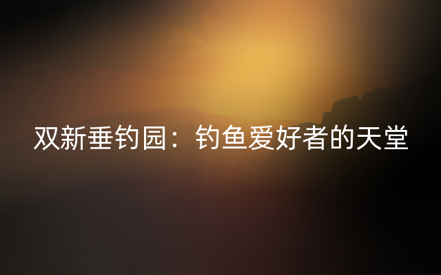 双新垂钓园：钓鱼爱好者的天堂