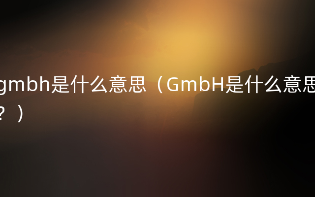 gmbh是什么意思（GmbH是什么意思？）