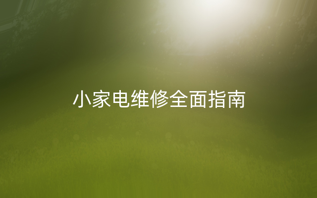 小家电维修全面指南