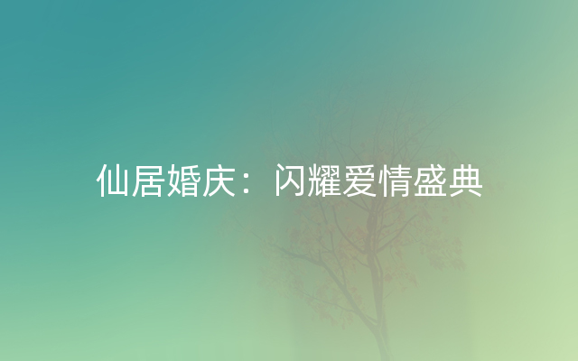 仙居婚庆：闪耀爱情盛典