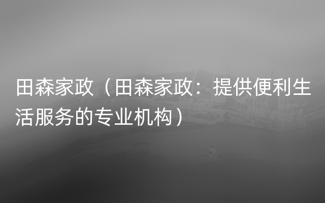 田森家政（田森家政：提供便利生活服务的专业机构）