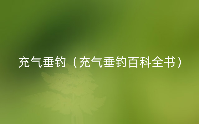 充气垂钓（充气垂钓百科全书）