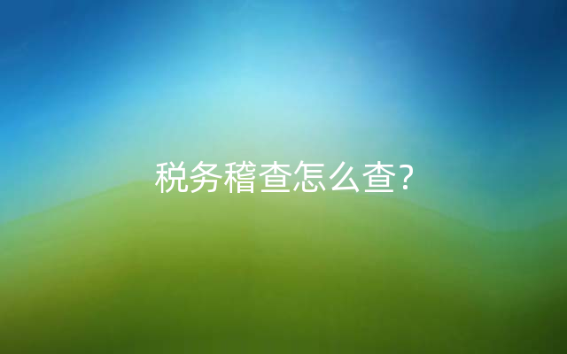 税务稽查怎么查？