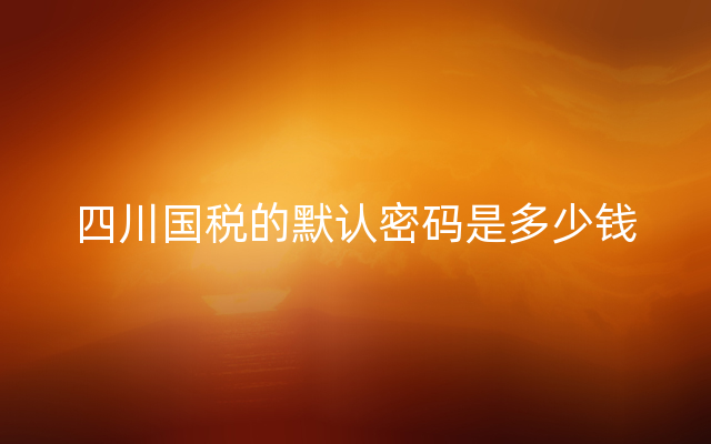 四川国税的默认密码是多少钱