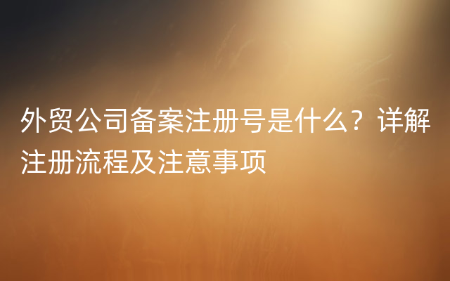 外贸公司备案注册号是什么？详解注册流程及注意事项