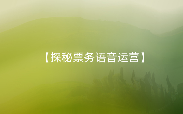 【探秘票务语音运营】