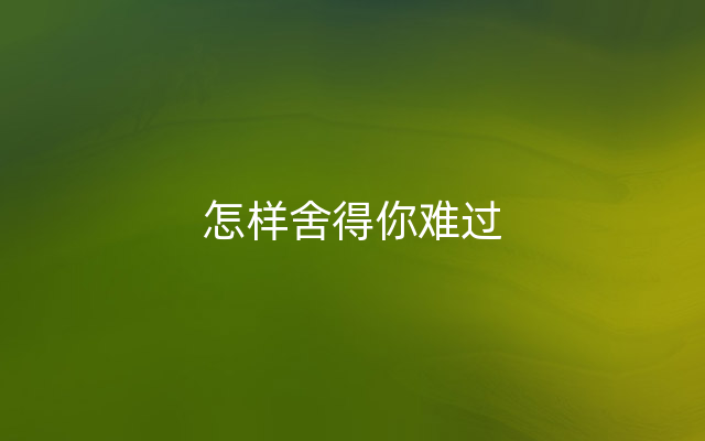 怎样舍得你难过