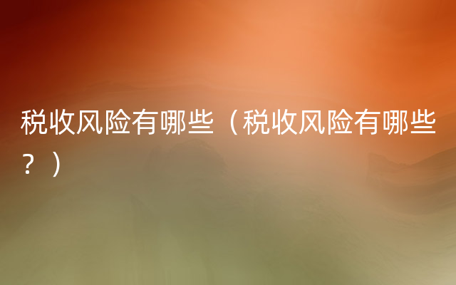 税收风险有哪些（税收风险有哪些？）