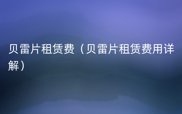 贝雷片租赁费（贝雷片租赁费用详解）