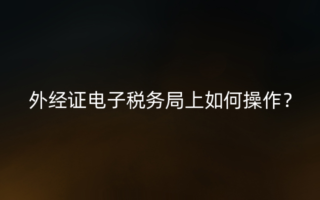 外经证电子税务局上如何操作？