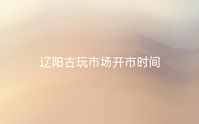 辽阳古玩市场开市时间