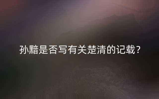 孙黯是否写有关楚清的记载？
