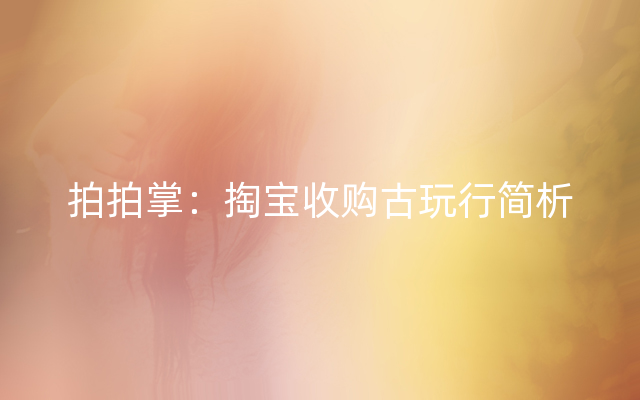 拍拍掌：掏宝收购古玩行简析