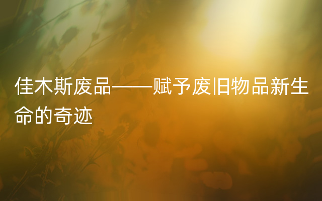 佳木斯废品——赋予废旧物品新生命的奇迹