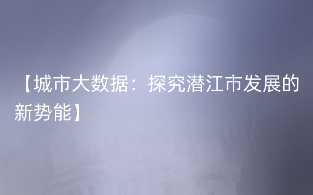 【城市大数据：探究潜江市发展的新势能】