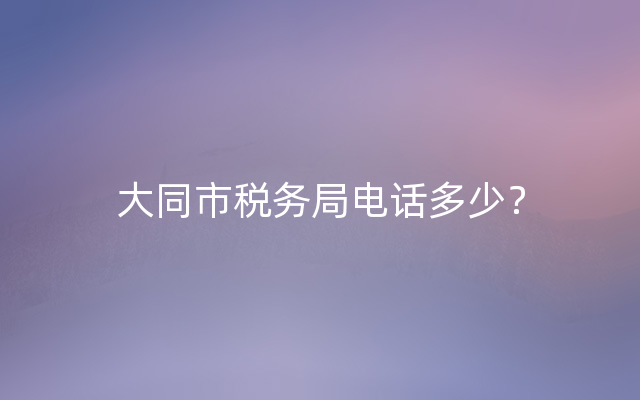 大同市税务局电话多少？