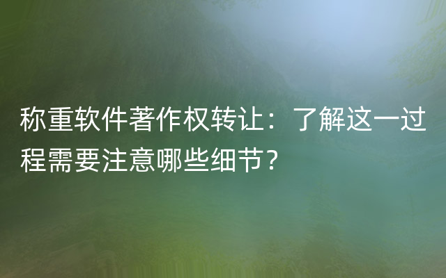 称重软件著作权转让：了解这一过程需要注意哪些细节？