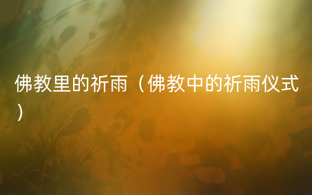 佛教里的祈雨（佛教中的祈雨仪式）