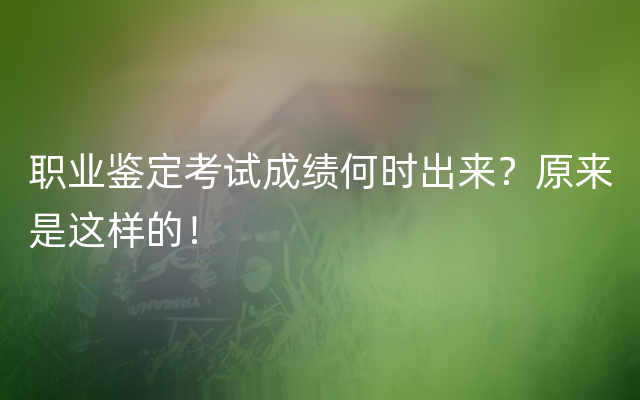 职业鉴定考试成绩何时出来？原来是这样的！