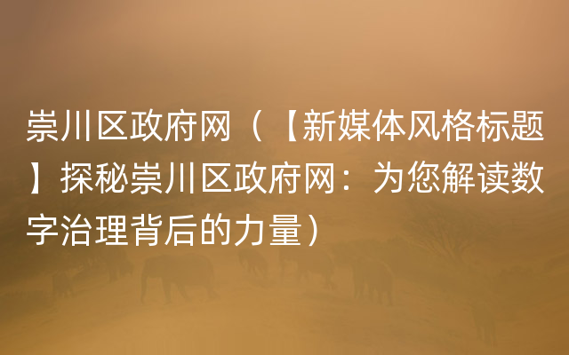 崇川区政府网（【新媒体风格标题】探秘崇川区政府网：为您解读数字治理背后的力量）