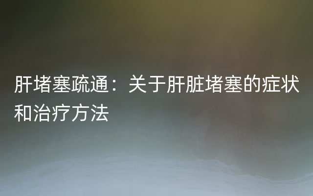 肝堵塞疏通：关于肝脏堵塞的症状和治疗方法