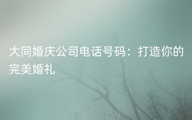 大同婚庆公司电话号码：打造你的完美婚礼