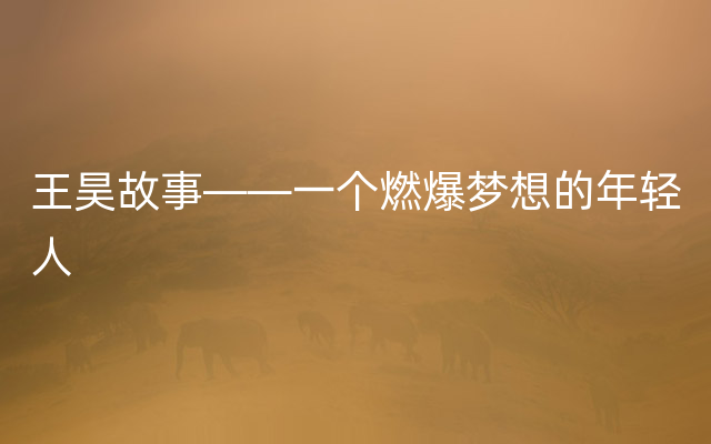 王昊故事——一个燃爆梦想的年轻人