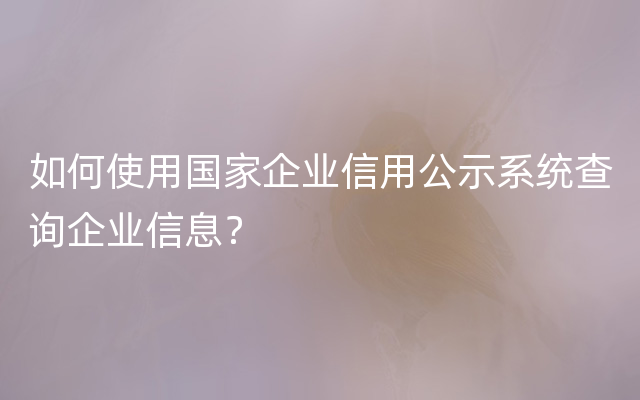 如何使用国家企业信用公示系统查询企业信息？