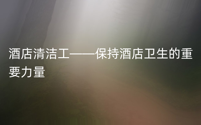 酒店清洁工——保持酒店卫生的重要力量