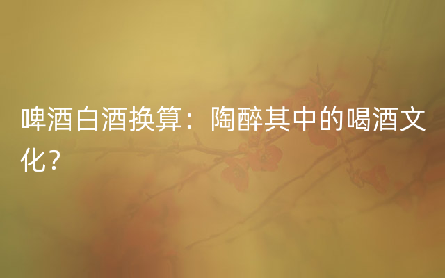 啤酒白酒换算：陶醉其中的喝酒文化？