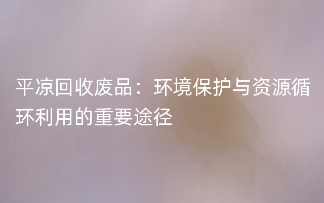 平凉回收废品：环境保护与资源循环利用的重要途径