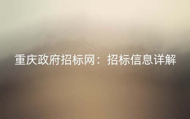 重庆政府招标网：招标信息详解