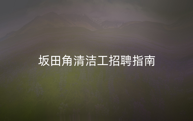坂田角清洁工招聘指南
