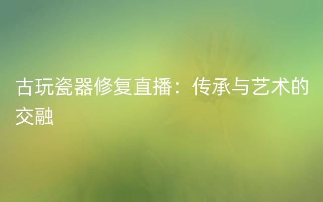 古玩瓷器修复直播：传承与艺术的交融