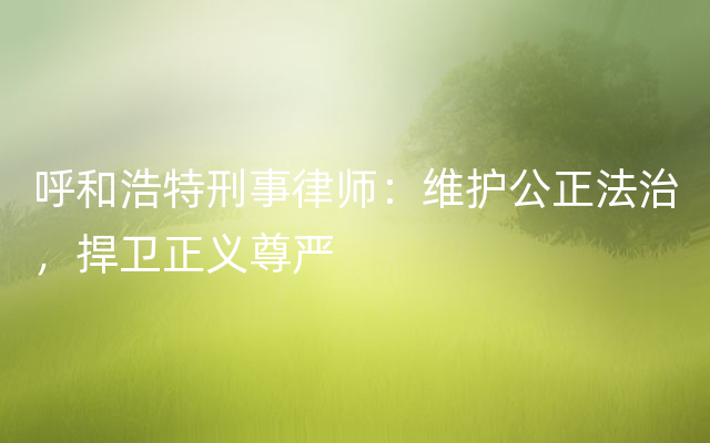 呼和浩特刑事律师：维护公正法治，捍卫正义尊严