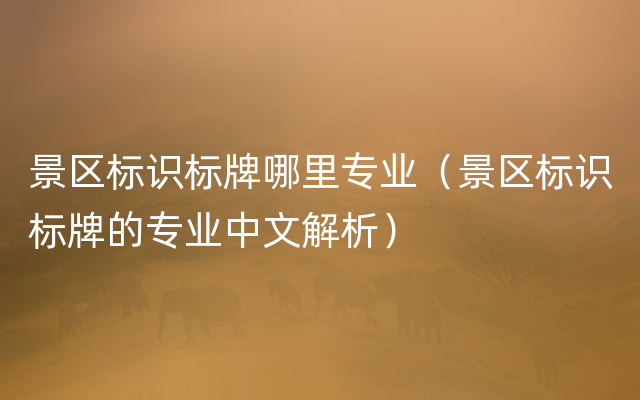景区标识标牌哪里专业（景区标识标牌的专业中文解析）