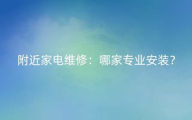 附近家电维修：哪家专业安装？
