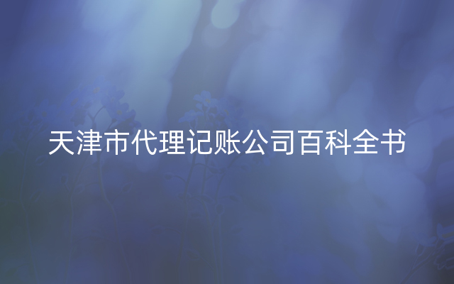 天津市代理记账公司百科全书
