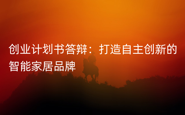 创业计划书答辩：打造自主创新的智能家居品牌