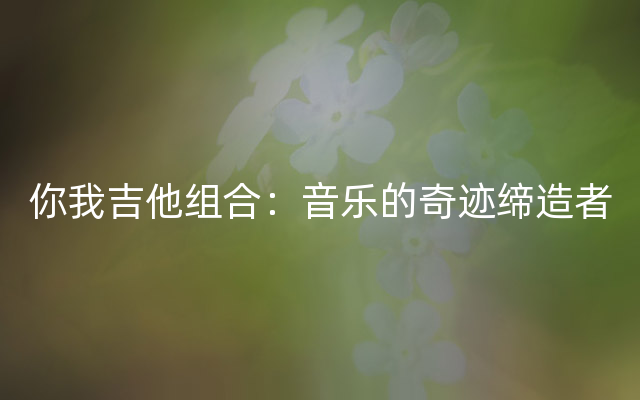你我吉他组合：音乐的奇迹缔造者