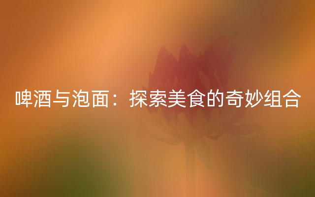 啤酒与泡面：探索美食的奇妙组合