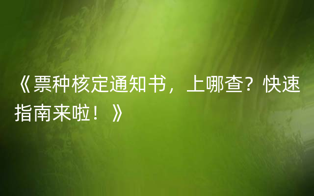 《票种核定通知书，上哪查？快速指南来啦！》