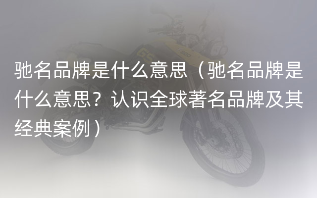 驰名品牌是什么意思（驰名品牌是什么意思？认识全球著名品牌及其经典案例）