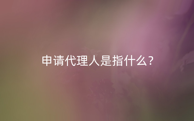 申请代理人是指什么？