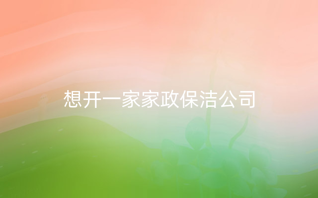 想开一家家政保洁公司