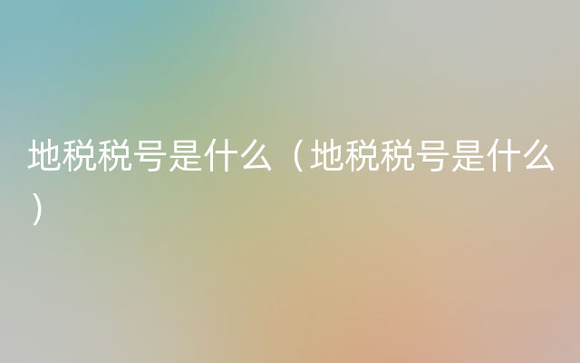 地税税号是什么（地税税号是什么）