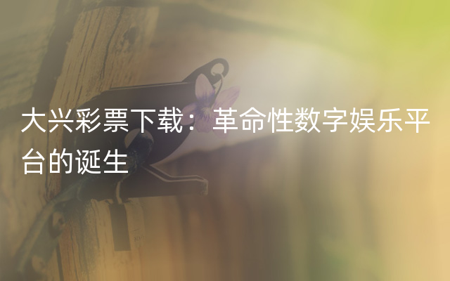 大兴彩票下载：革命性数字娱乐平台的诞生